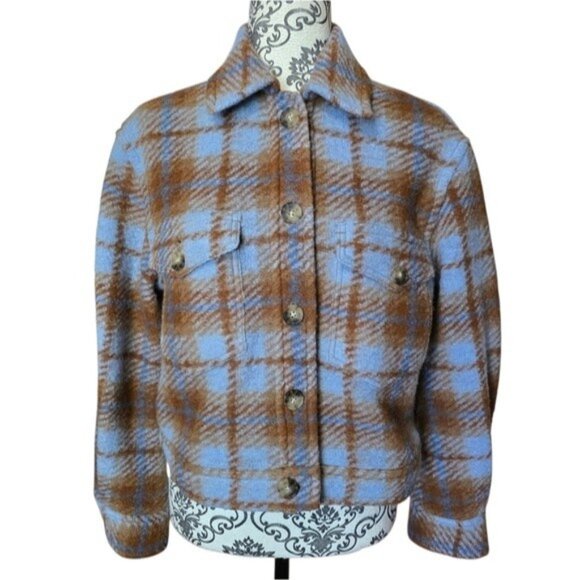 Aritzia Wilfred Free Autumn Wool Blend Plaid Shirt Jacket size XS - Picture 2 of 16